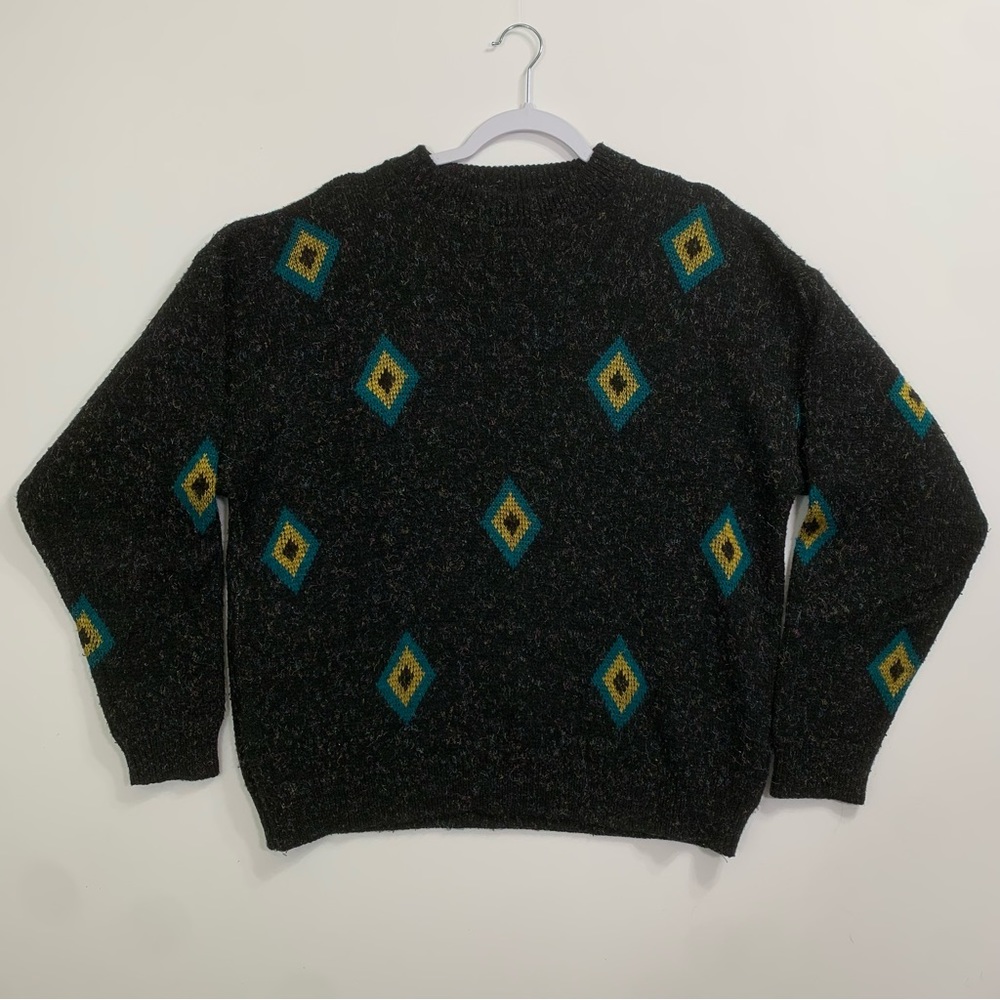 Vintage 80s Upper Body Acrylic Sweater Geometric Print Men’s Large Made in USA